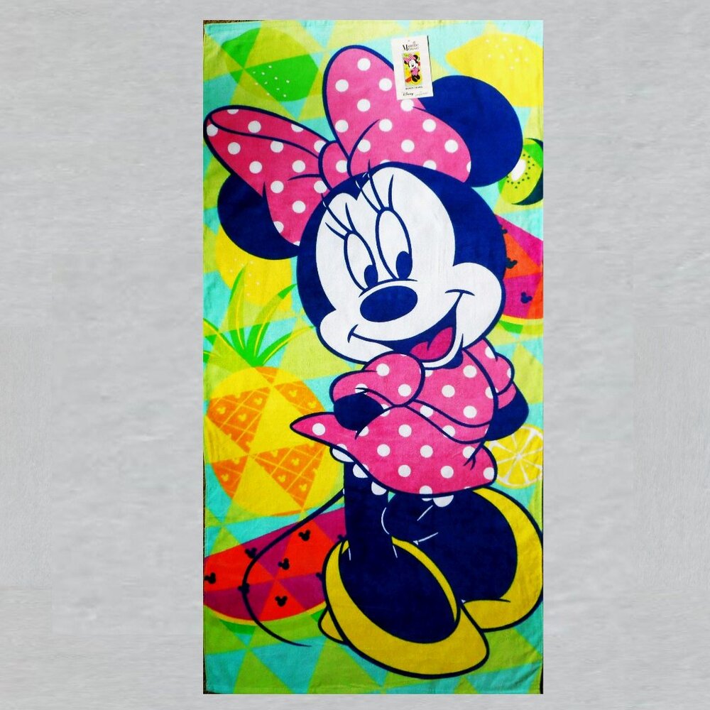 Minnie Mouse Jumping Beans Beach Towel measures 28 x 58 inches